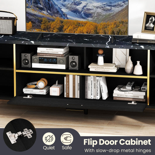 63 Inch TV Stand with Flip Door Cabinet for TVs up to 75 Inch-Black