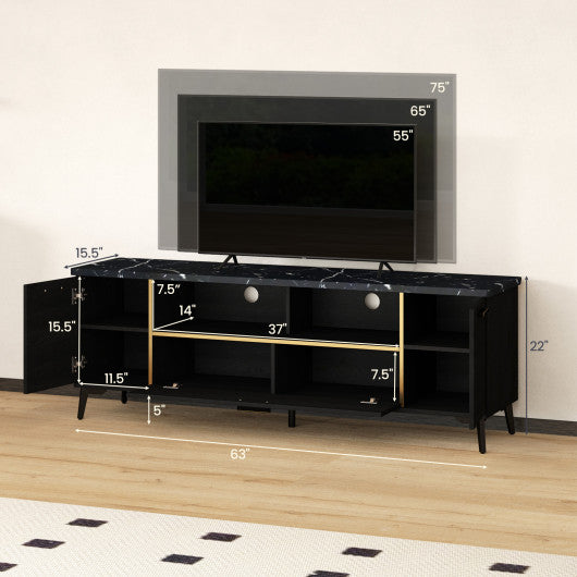 63 Inch TV Stand with Flip Door Cabinet for TVs up to 75 Inch-Black