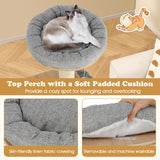 63 Inch Tall Cat Tree Modern Wooden Cat Tower with Perch Condo Hammock-Gray
