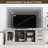 63 Inches Media Console Table with 3 Drawers and 2 Glass Shelves-Gray