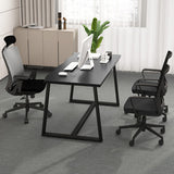 63" Large Dining Table with Wavy Edge and Heavy-duty Metal Frame-Black