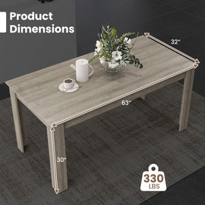 63 Inch Rectangular Modern Dining Kitchen Table-Light Gray