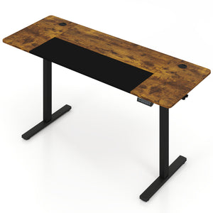 63 x 24 Inch Height Adjustable Sit Stand Computer Desk with 3 Memory Presets-Rustic Brown