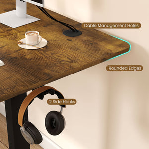 63 x 24 Inch Height Adjustable Sit Stand Computer Desk with 3 Memory Presets-Rustic Brown