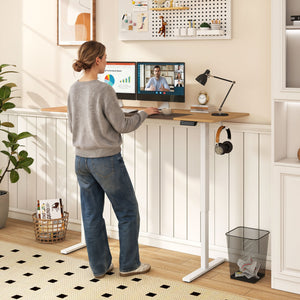 63 x 24 Inch Height Adjustable Sit Stand Computer Desk with 3 Memory Presets-Natural