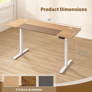 63 x 24 Inch Height Adjustable Sit Stand Computer Desk with 3 Memory Presets-Natural
