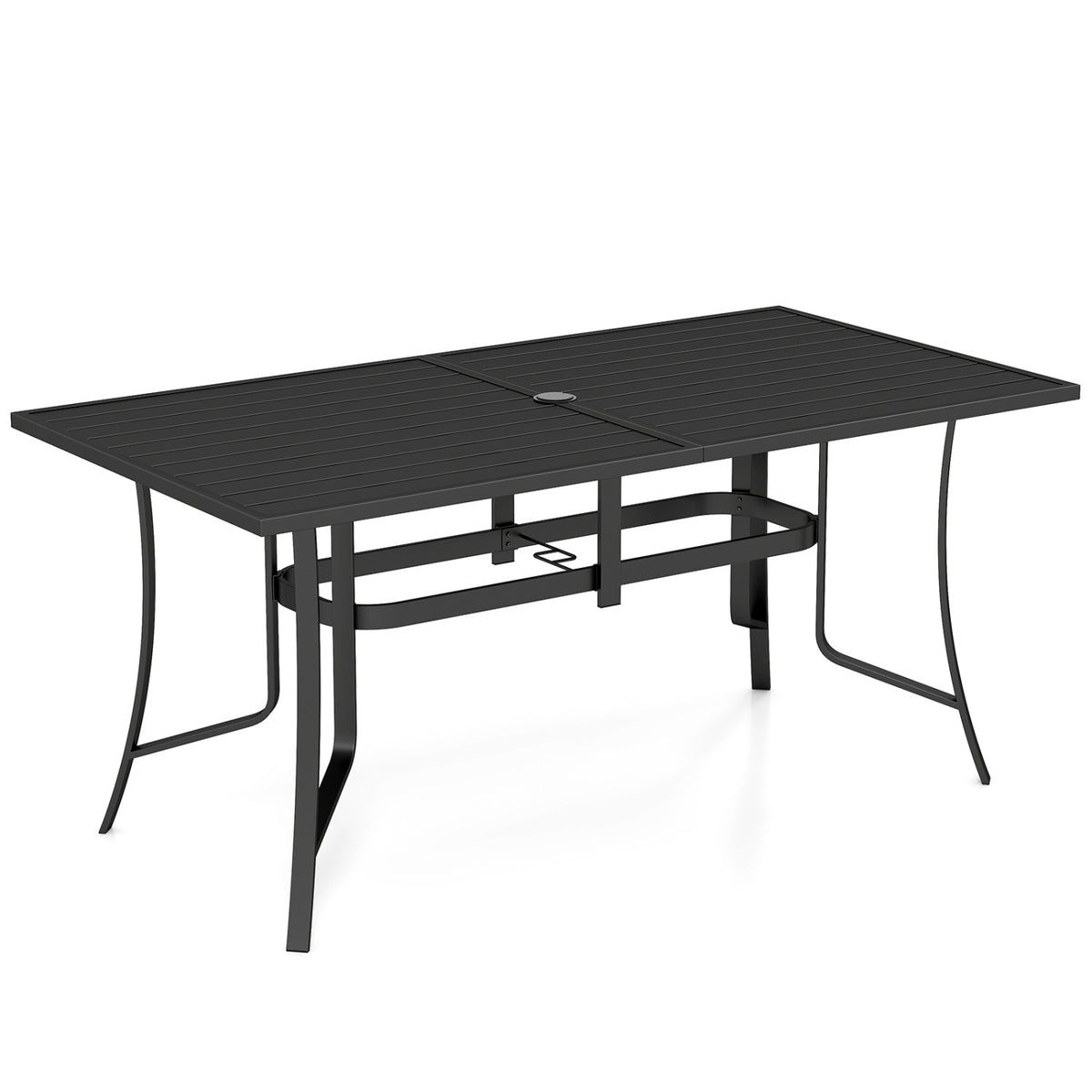 63" x 33" Rectangle Metal Patio Dining Table for 6-Black