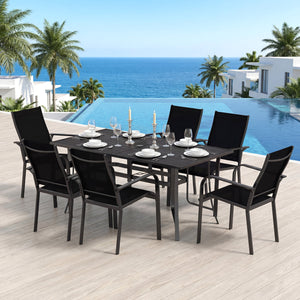 63" x 33" Rectangle Metal Patio Dining Table for 6-Black