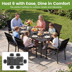 63" x 33" Rectangle Metal Patio Dining Table for 6-Black