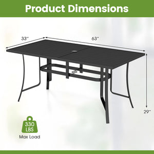 63" x 33" Rectangle Metal Patio Dining Table for 6-Black
