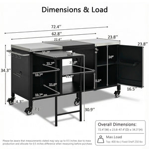 K&K 72.4' Large Grill Table for Big Green Egg