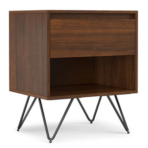 24" Walnut Solid Wood Two Drawer Nightstand