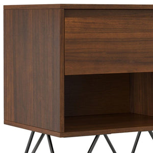 24" Walnut Solid Wood Two Drawer Nightstand