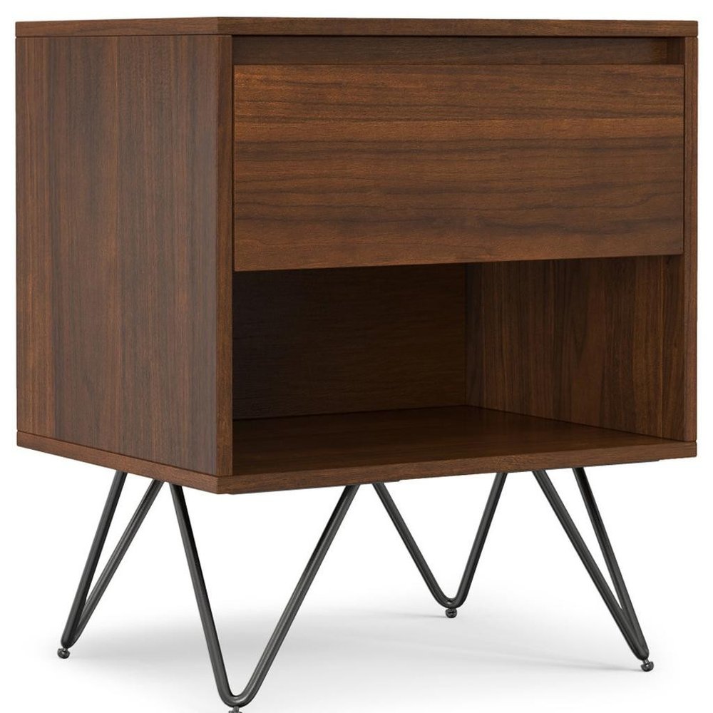 24" Walnut Solid Wood Two Drawer Nightstand