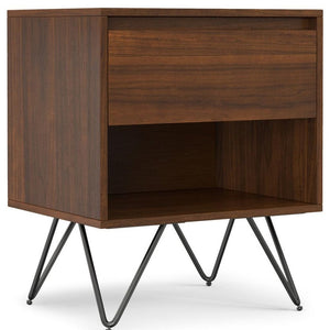 24" Walnut Solid Wood Two Drawer Nightstand