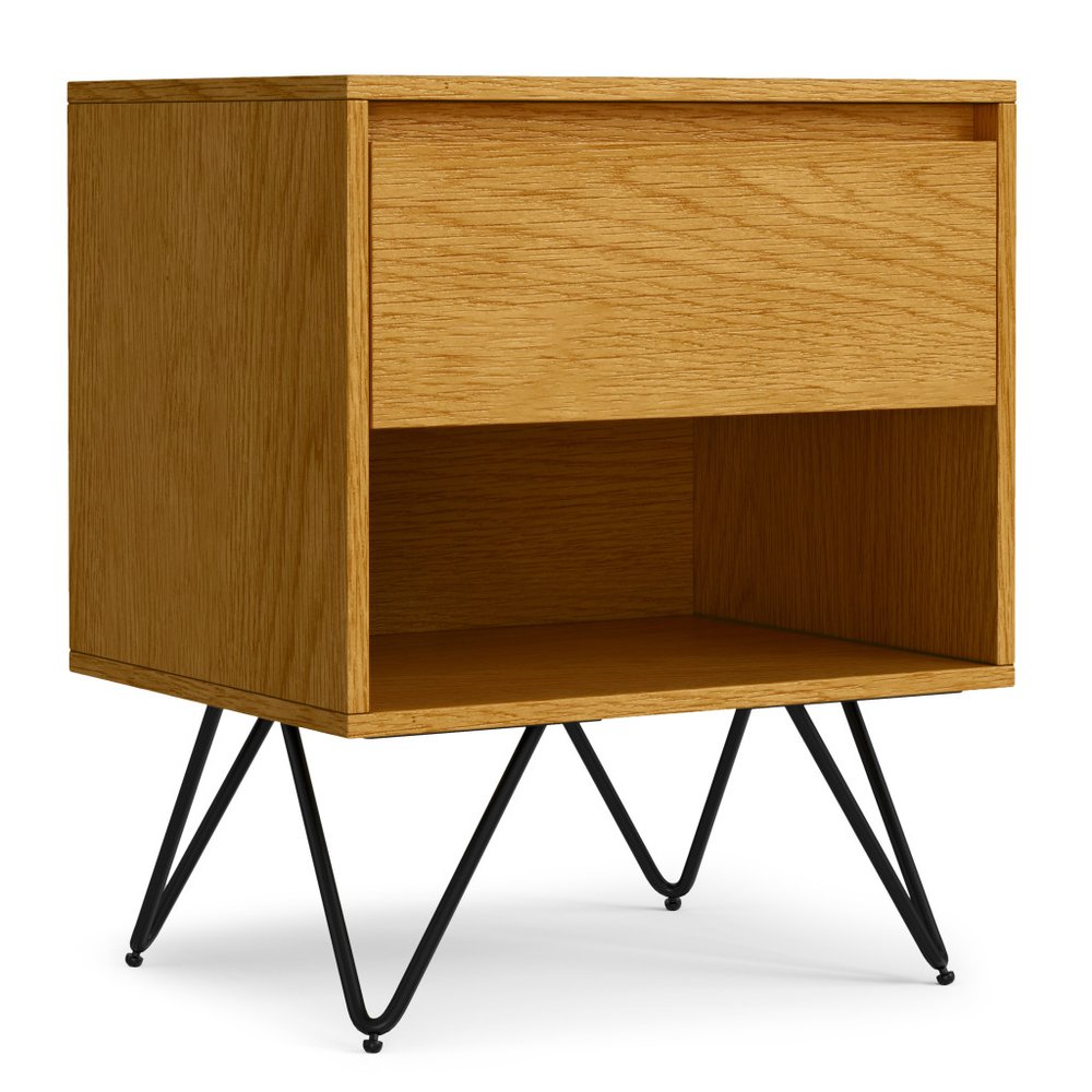 24" Oak Solid Wood Two Drawer Nightstand