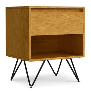 24" Oak Solid Wood Two Drawer Nightstand