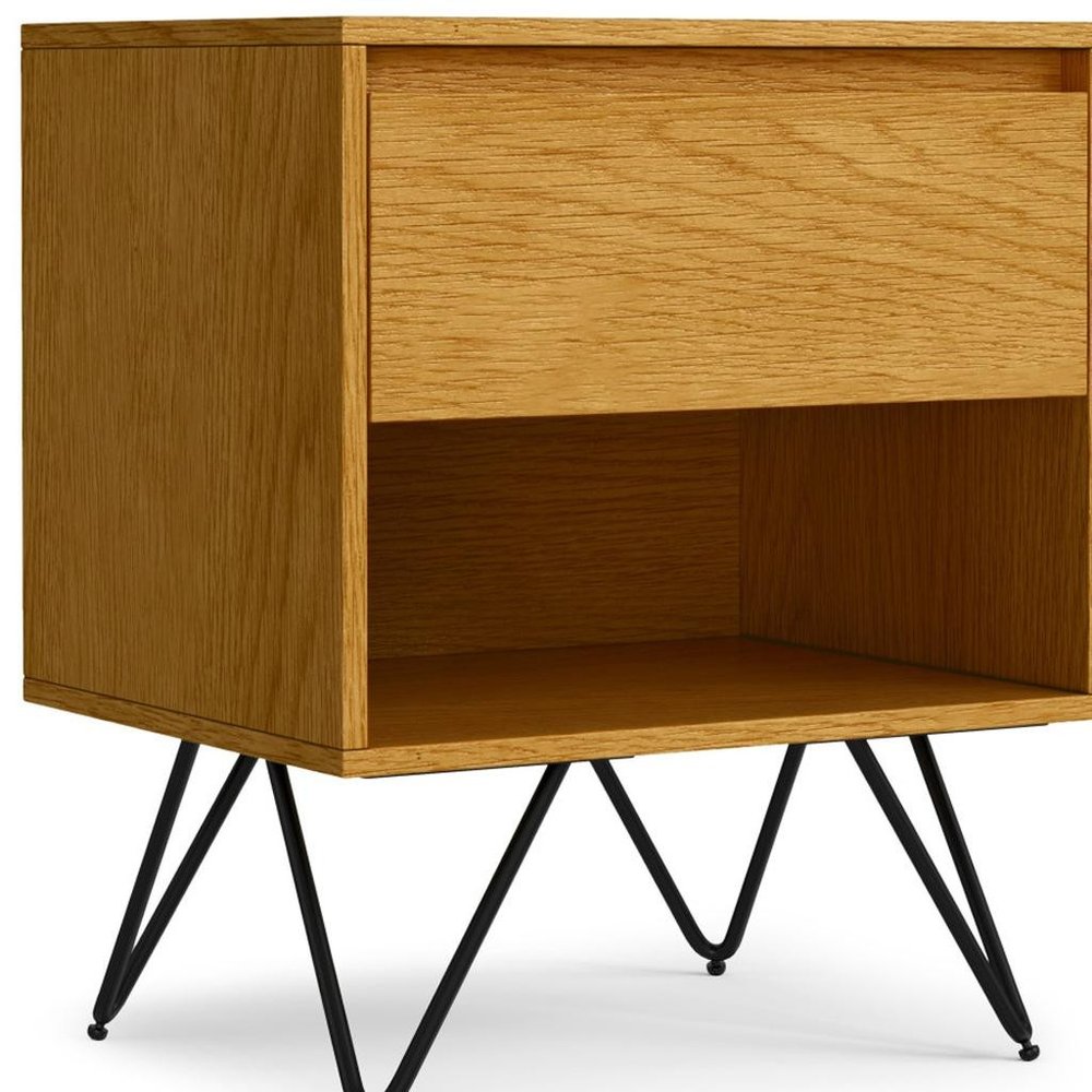 24" Oak Solid Wood Two Drawer Nightstand