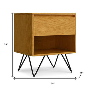 24" Oak Solid Wood Two Drawer Nightstand