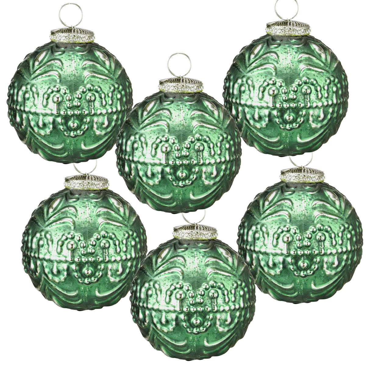 Christmas Ball Ornaments, Glass Decorative Hanging Ball Christmas Tree Ornaments, For Holiday Party Decorations (Set of 6) - Green by Couch.com