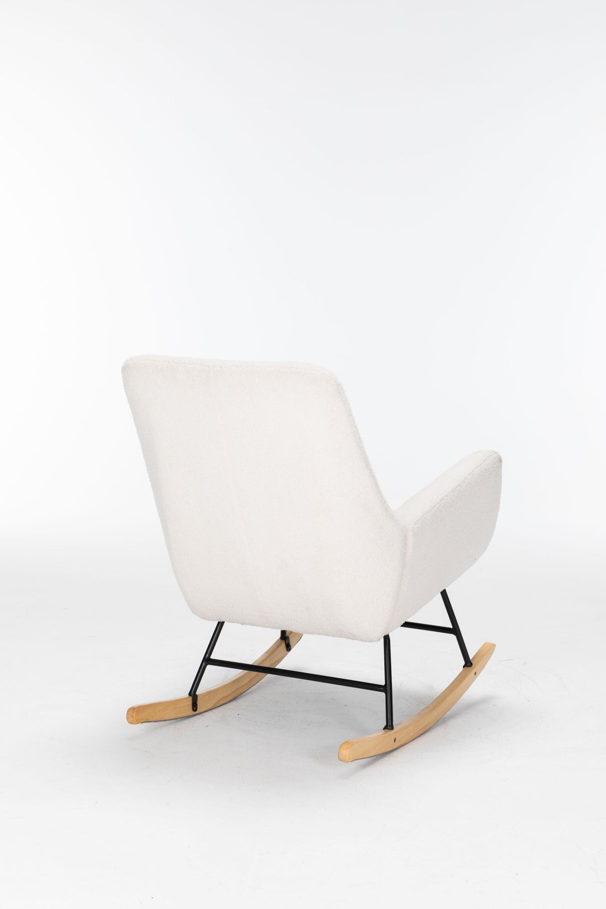 Couch.com Rocking Chair Nursery, Teddy Upholstered Glider Rocker With High Backrest, Reading Chair Modern Rocking Accent Chairs Glider Recliner For Living Room Cream, Durable Design by Couch.com