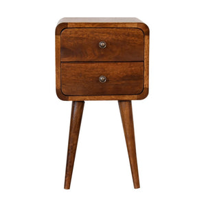 22" Brown Solid Wood Two Drawer Nightstand