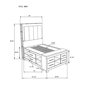 Black and Gray Wood And Upholstery Lighted Upholstered Full Bed Frame With USB And Drawers