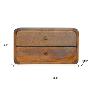 18" Brown Solid Wood Floating Nightstand