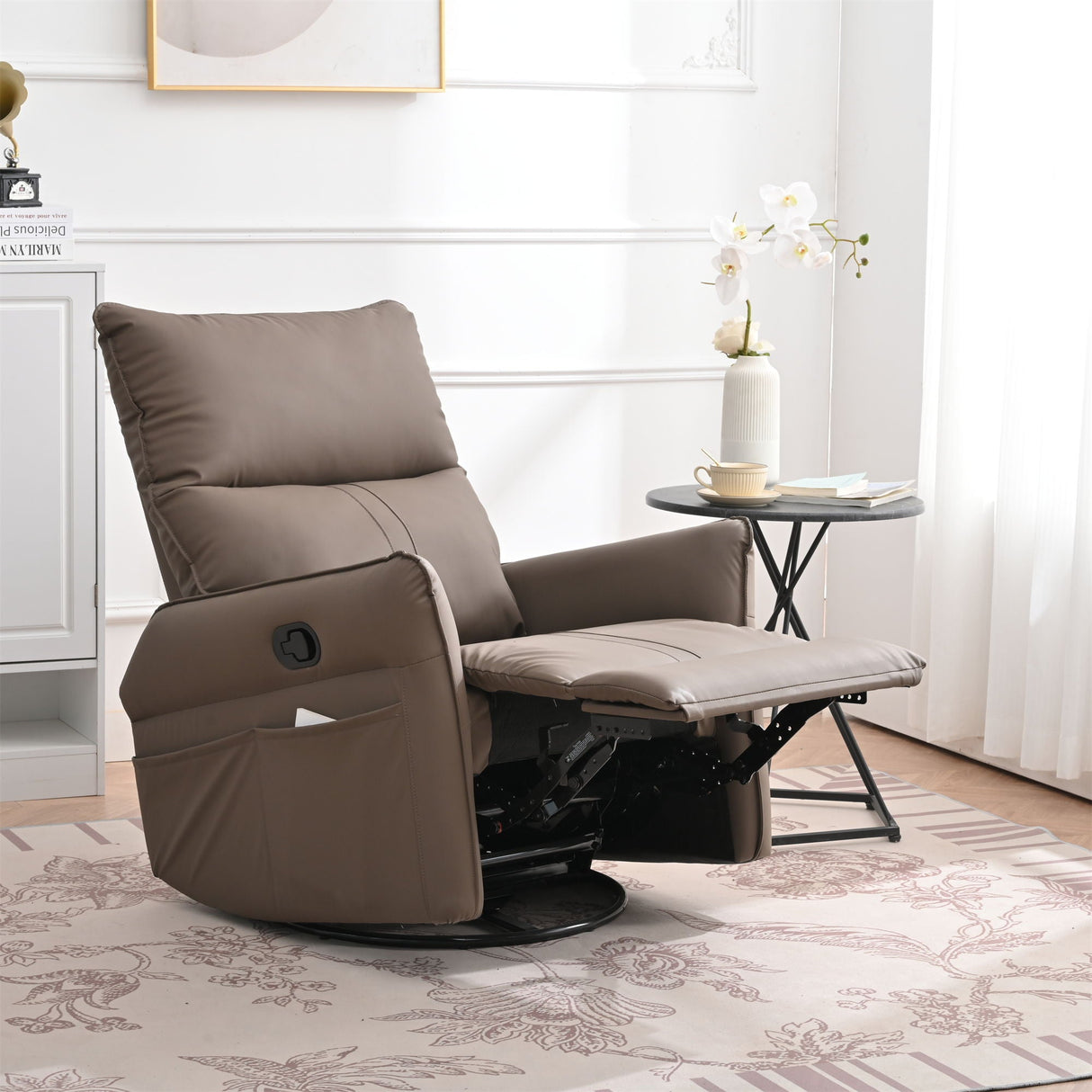 Rocking Recliner Chair, 360 Degree Swivel Nursery Rocking Chair, Glider Chair, Modern Small Rocking Swivel Recliner Chair For Bedroom, Living Room Chair Home Theater Seat, Phone Holder by Couch.com