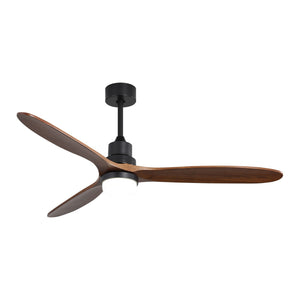 Ceiling Fan With Lights 3 Solid Wood Fan Blade Noiseless Reversible Motor Remote Control - Black by Couch.com