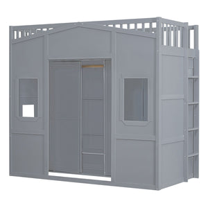 Loft Stylish Bed With Ladder And Wardrobe by Couch.com