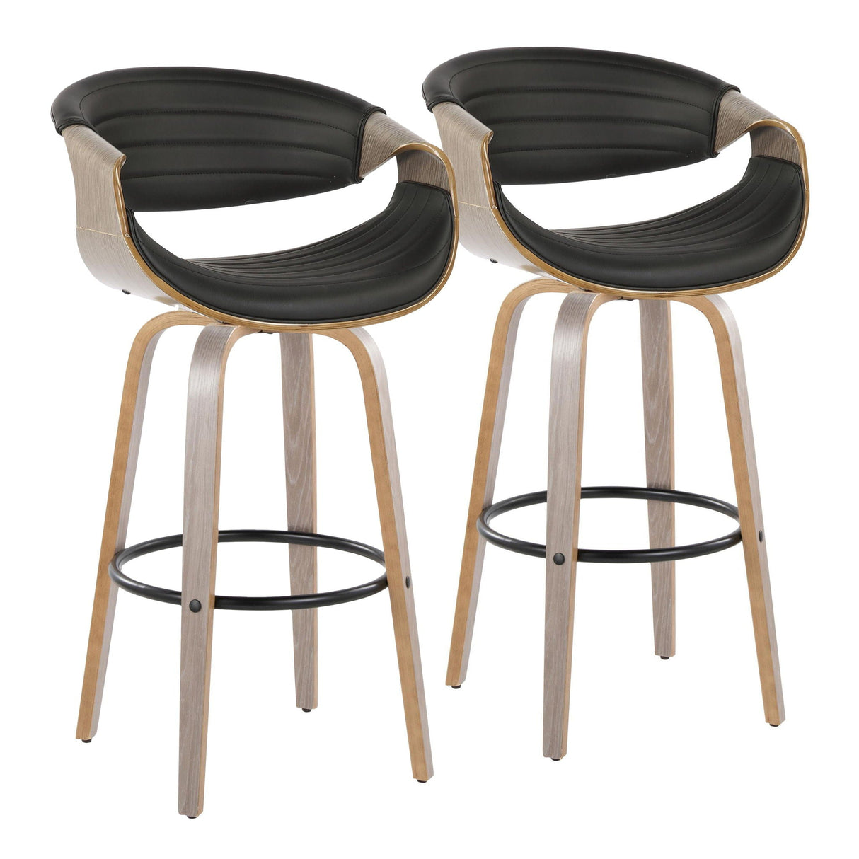 Symphony - Mid-Century Modern Fixed Height Barstool With Swivel With Round Footrest (Set of 2) by Couch.com