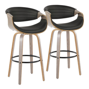 Symphony - Mid-Century Modern Fixed Height Barstool With Swivel With Round Footrest (Set of 2) by Couch.com