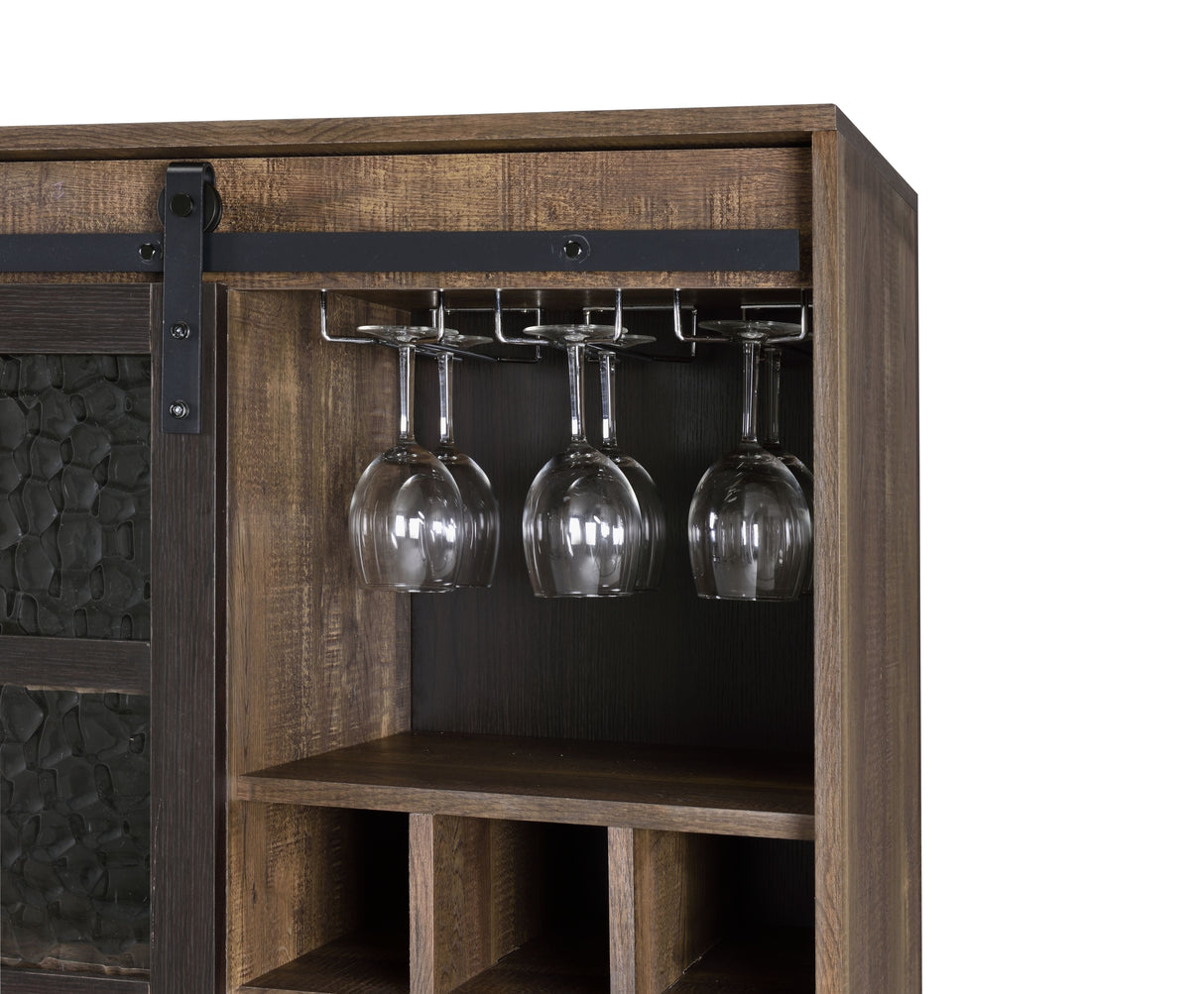 Treju Obscure - Glass, Rustic Wine Cabinet - Black / Oak by Couch.com