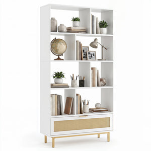 64 inch 6-Tier Tall Wooden Bookcase with 8 Open Cubes-White