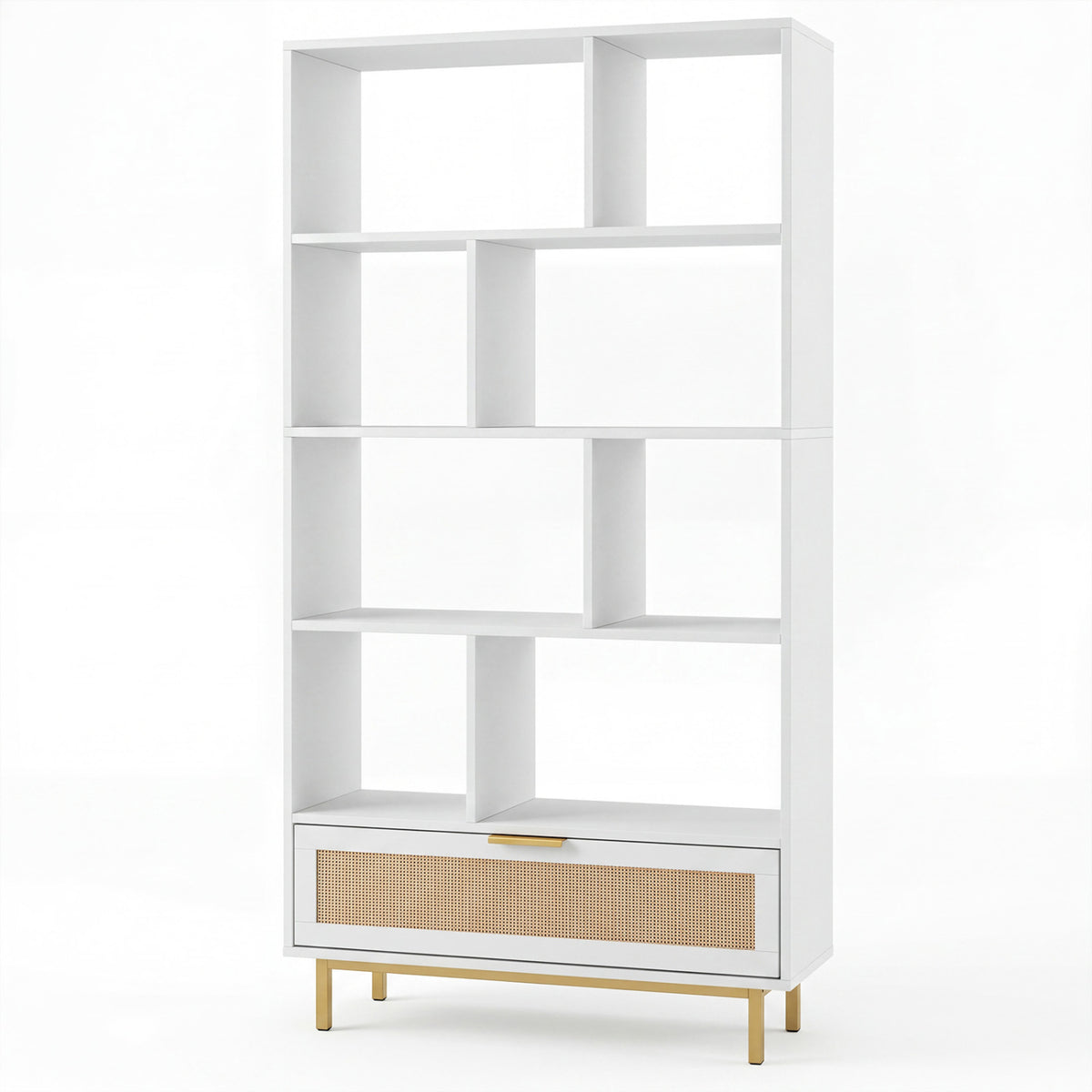 64 inch 6-Tier Tall Wooden Bookcase with 8 Open Cubes-White