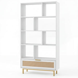 64 inch 6-Tier Tall Wooden Bookcase with 8 Open Cubes-White