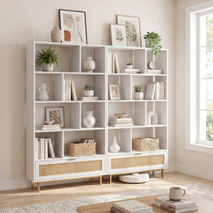 64 inch 6-Tier Tall Wooden Bookcase with 8 Open Cubes-White