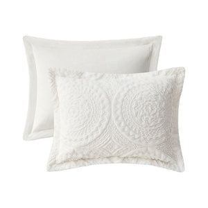 King/Cal King Embroidered Medallion Faux Fur Ultra Plush Comforter Mini Set