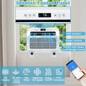 6500 BTU Window AC Unit with WiFi APP Voice Control 24H Timer and Quiet Operation-White