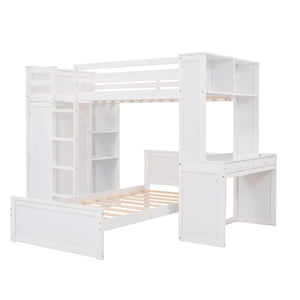 Loft Bed With A Stand Alone Bed, Shelves, Desk, And Wardrobe by Couch.com