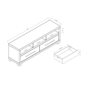 Modern White TV Media Stand, Home Entertainment Center With Open Shelving And Two Drawers - White by Couch.com