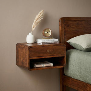 18" Chestnut Solid Wood One Drawer Floating Nightstand