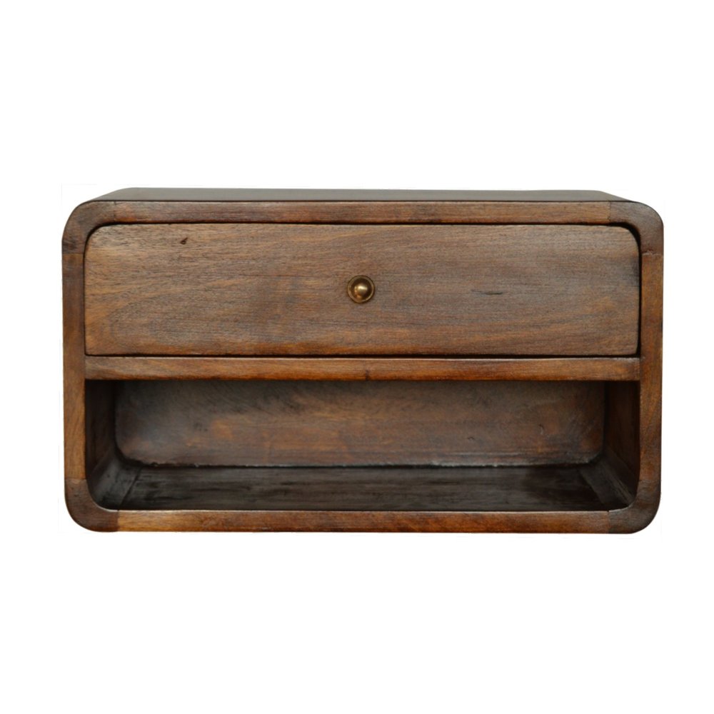 18" Chestnut Solid Wood One Drawer Floating Nightstand