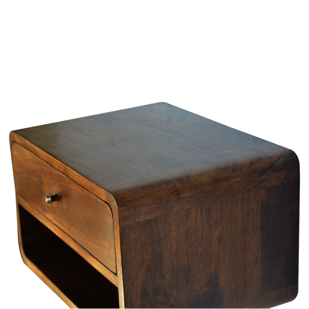 18" Chestnut Solid Wood One Drawer Floating Nightstand