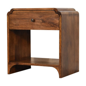 20" Brown Solid Wood Scalloped Edge One Drawer Nightstand