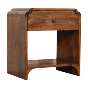 20" Brown Solid Wood Scalloped Edge One Drawer Nightstand