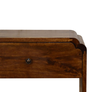 20" Brown Solid Wood Scalloped Edge One Drawer Nightstand