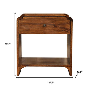 20" Brown Solid Wood Scalloped Edge One Drawer Nightstand