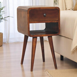 22" Chestnut Solid Wood One Drawer Nightstand